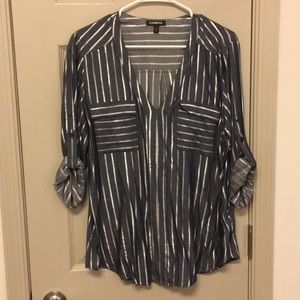 Blue & Silver Striped Blouse